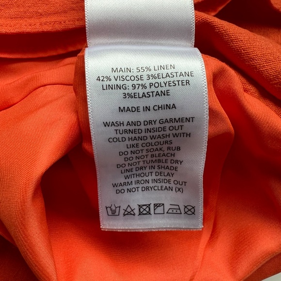 SIGNIFICANT OTHER Linen Blend Orange Faux-Wrap Mini Skirt, sz 2 - Picture 4 of 4